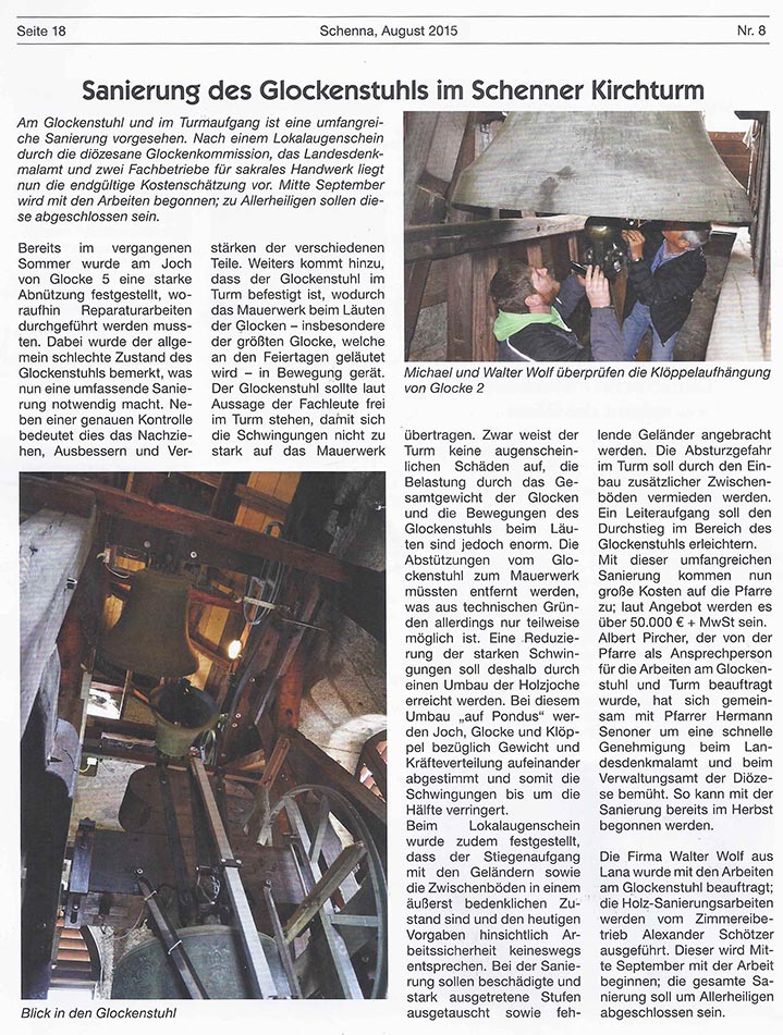 Dorfzeitung Schenna Nr.8 vom August 2015